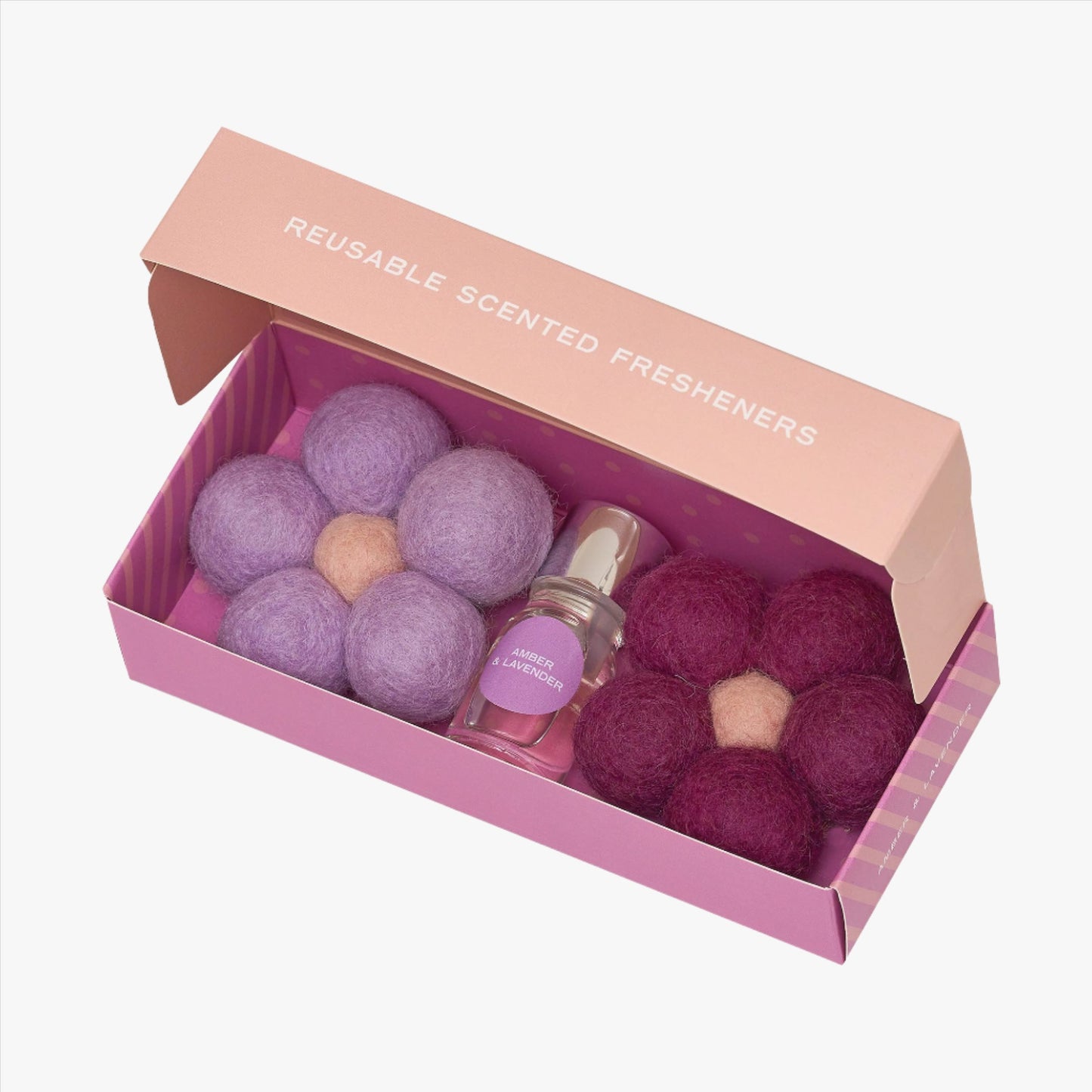 Handmade felt flower air freshener with Amber & Lavender fragrance oil