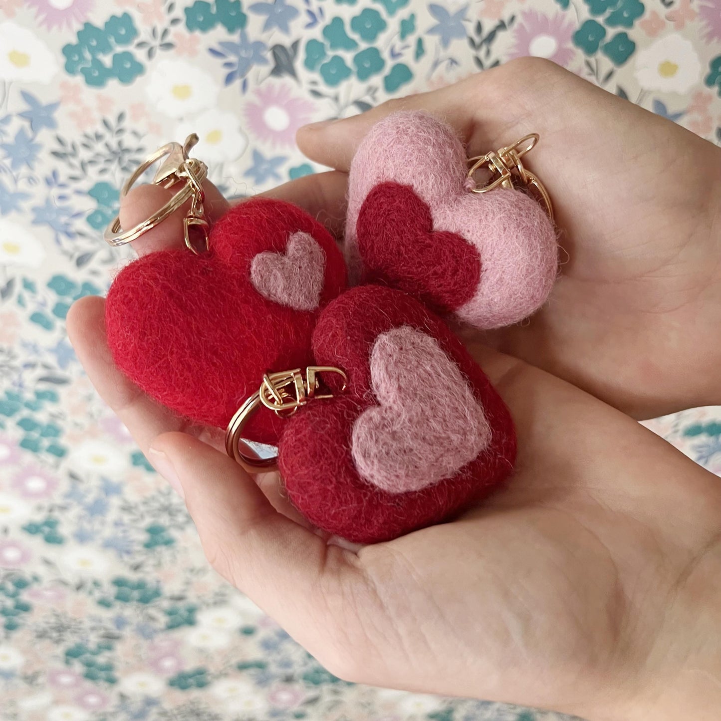 Fair trade felt heart keychain in gift bundle display
