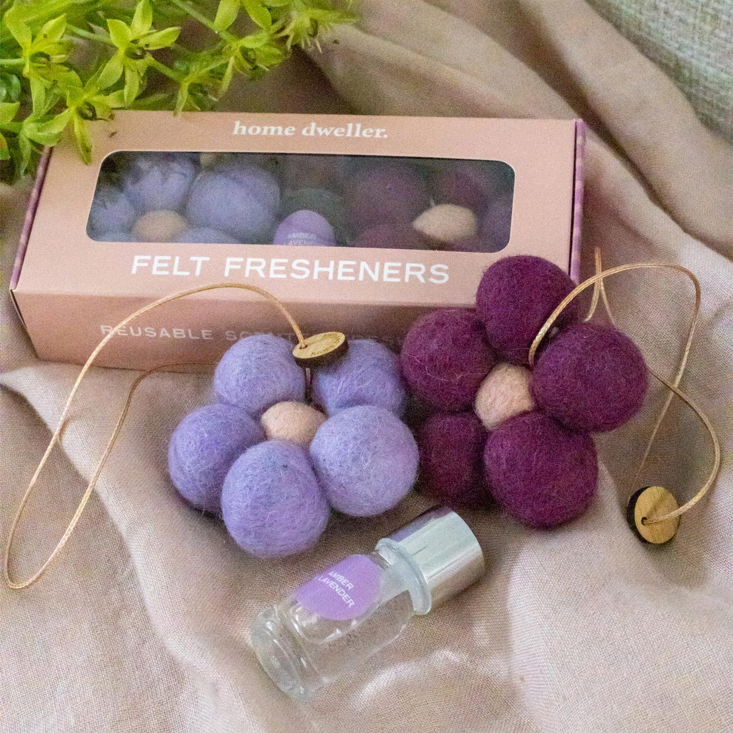 Felt Fresheners by Home Dweller — fairtrade natural room Amber & Lavender scent