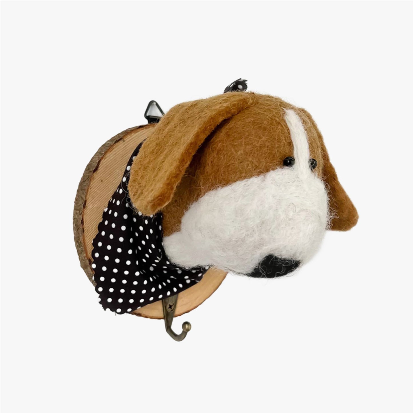 Fair trade felted dog wall art with brass hook