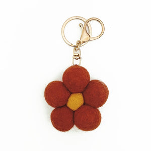 
                  
                    Load image into Gallery viewer, Felt Flower Keychain - Deep Red
                  
                