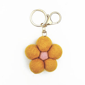 
                  
                    Load image into Gallery viewer, Felt Flower Keychain - Yellow
                  
                