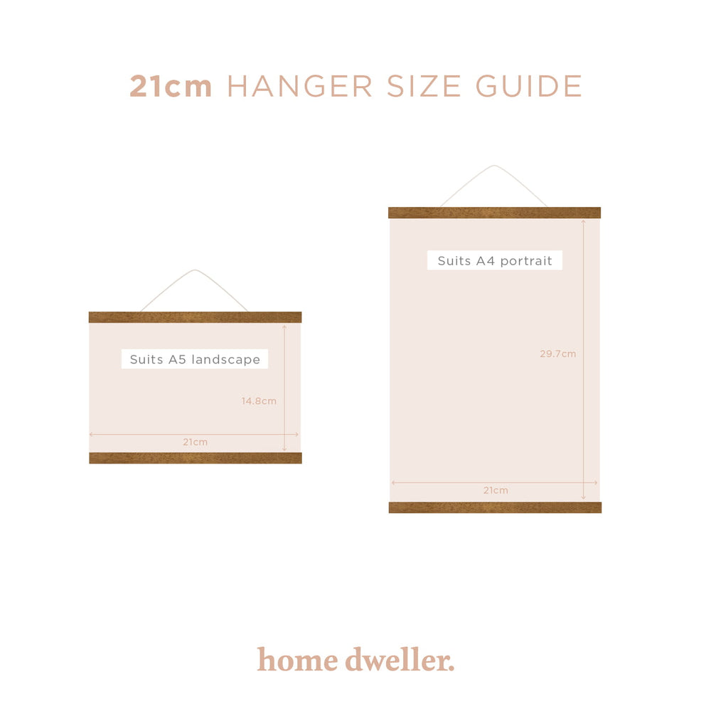 
                  
                    Load image into Gallery viewer, 21cm Magnetic Print Hanger size guide
                  
                